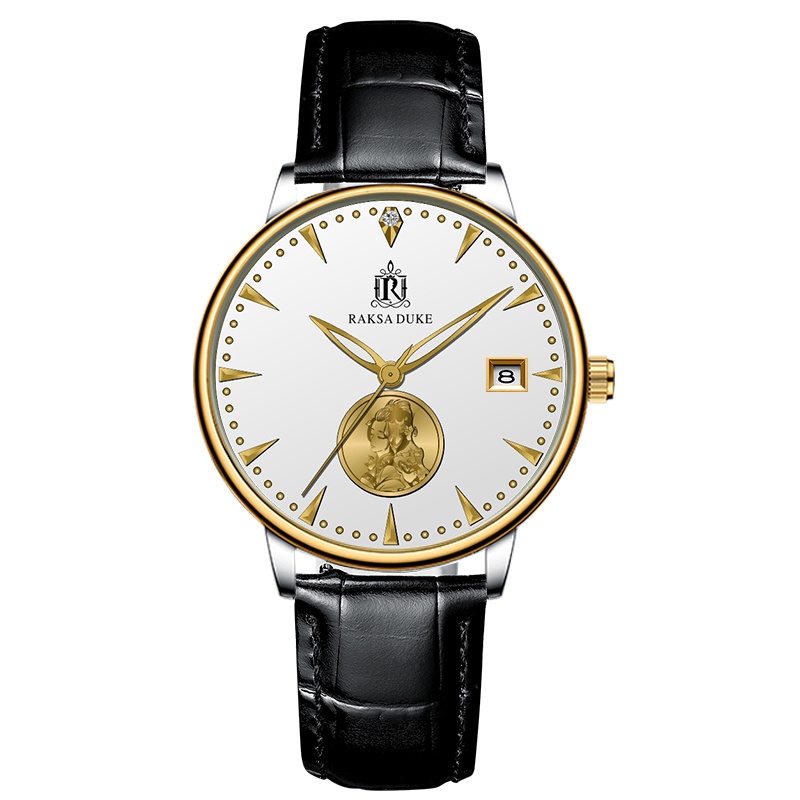 RAKSA DUKE 羅薩公爵 機械錶 皮錶帶 指針式 不鏽鋼錶殼  帶日期 商務錶 質感錶 男錶 女錶
