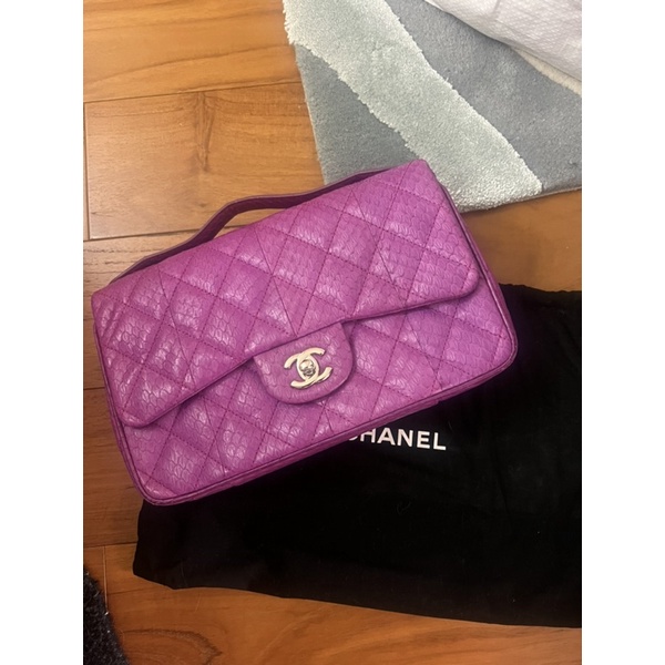 Chanel 蛇皮紫色經典handle