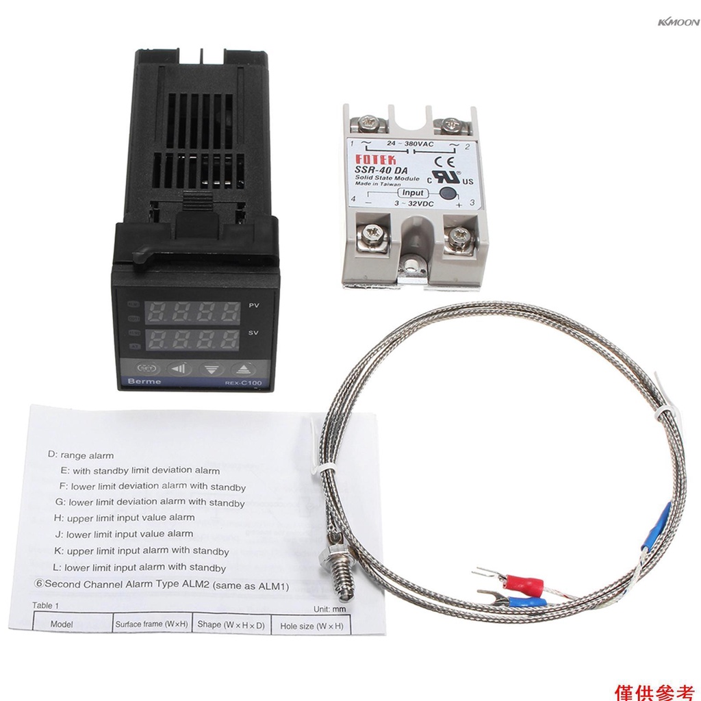 Kkmoon 數字液晶 PID REX-C100 溫度控制器套裝 + K 熱電偶 + 最大 40A SSR