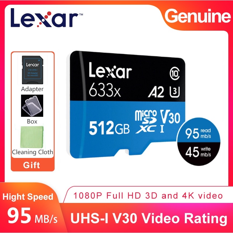 Lexar 633X 高速存儲卡 512GB A2 TF 卡 Class10 UHS-I U3 A1 MicroSD 卡
