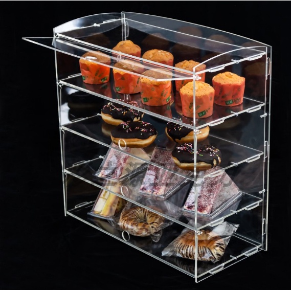新品推薦 收納架 多層透明擺放架 亚克力透明杯子蛋糕展示盒面包陈列盒食品摆放架