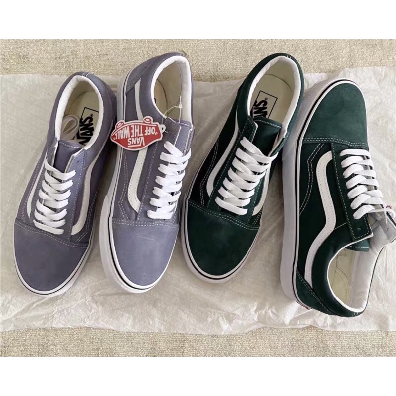 正品代購 VANS Old skool 藍灰色/深綠色 麂皮男女 帆布鞋 滑板鞋 潮流 情侶鞋