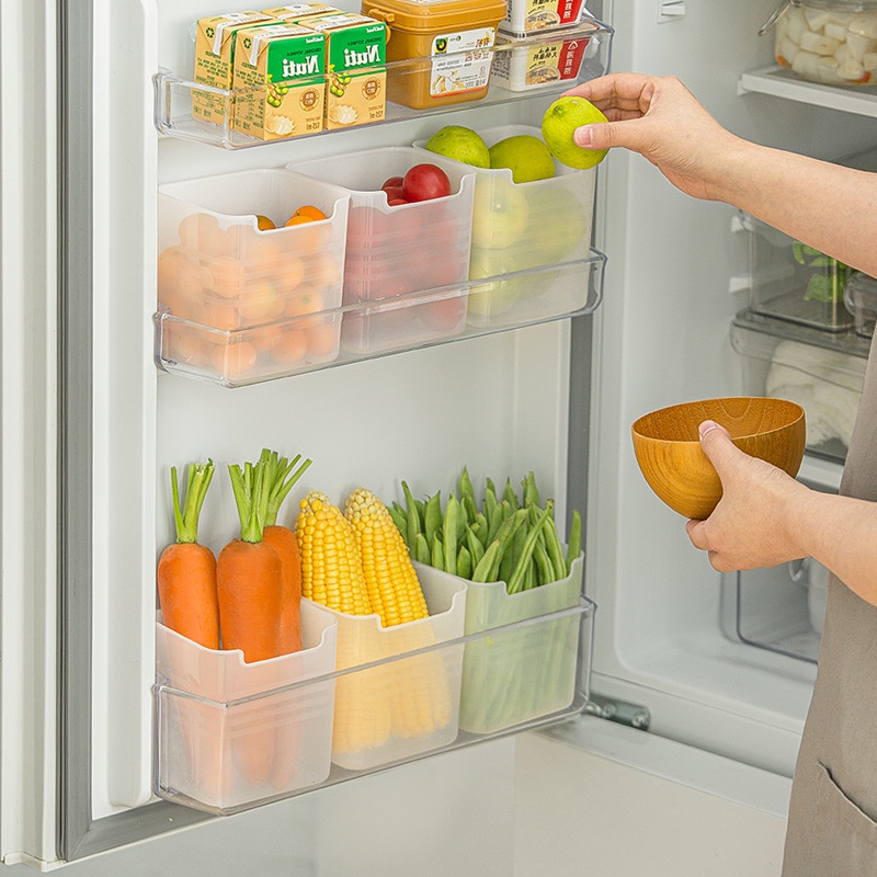S(台灣出貨L37)~日式冰箱側門收納盒整理食物蔬菜分類保鮮盒側面儲物冰箱收納盒