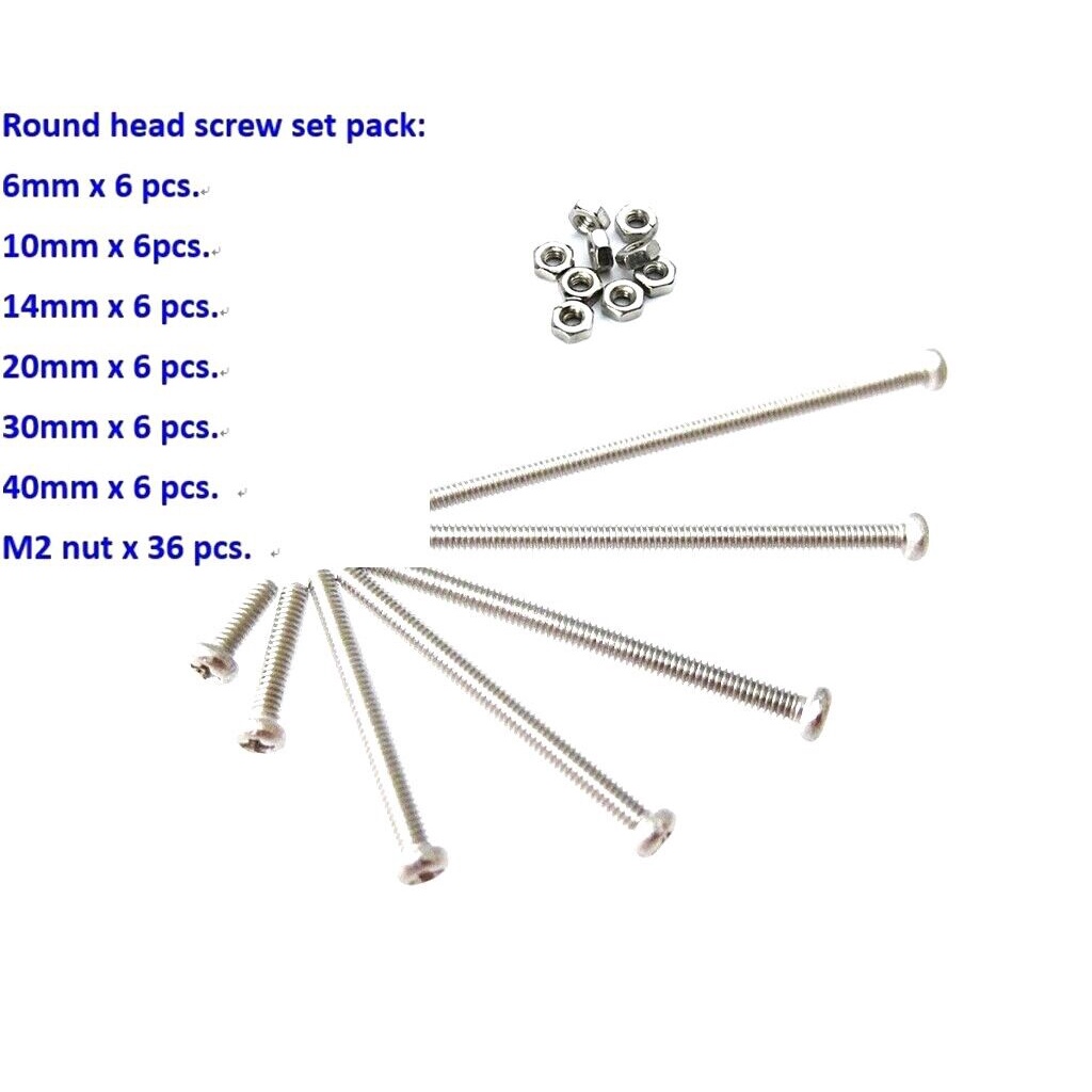 四驅車 高品質特硬 M2 圓頭螺絲組合包 (6mm~40m共36根)