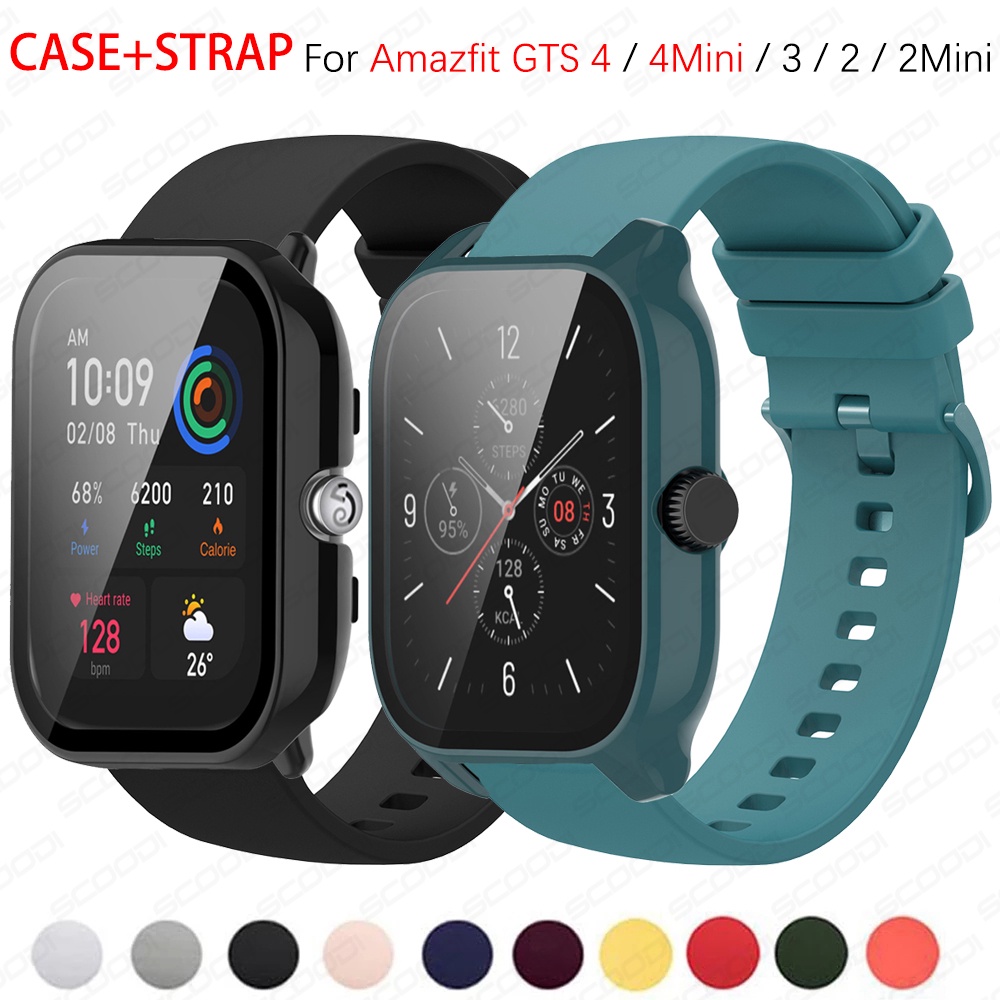 Amazfit GTS 4 3 2 / GTS 4 mini 2mini 智能手錶錶帶玻璃保護膜+保護套 2 合 1 錶