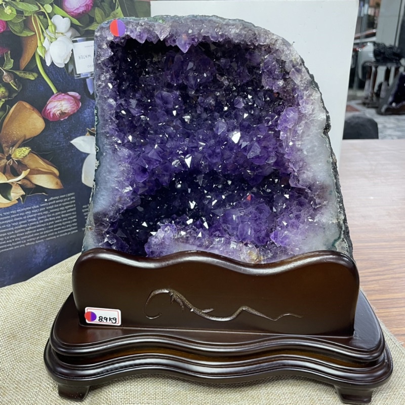 巴西🇧🇷紫水晶洞 ESPa+✨8.9kg❤️土型晶洞 洞深6公分✅大寬口招四方財✅紫水晶簇花 花開富貴✨天然透亮深紫晶體
