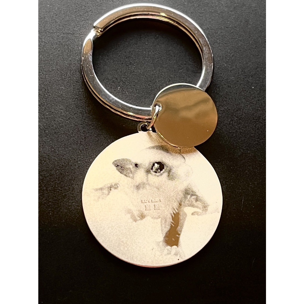 客製化『304不銹鋼』寵物鑰匙扣、情侶鑰匙掛件，圖片印製、可刻字