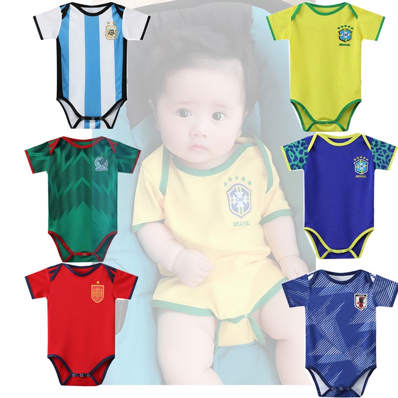 2022世界盃嬰兒足球衣沙特巴西墨西哥阿根廷BB寶寶爬行服