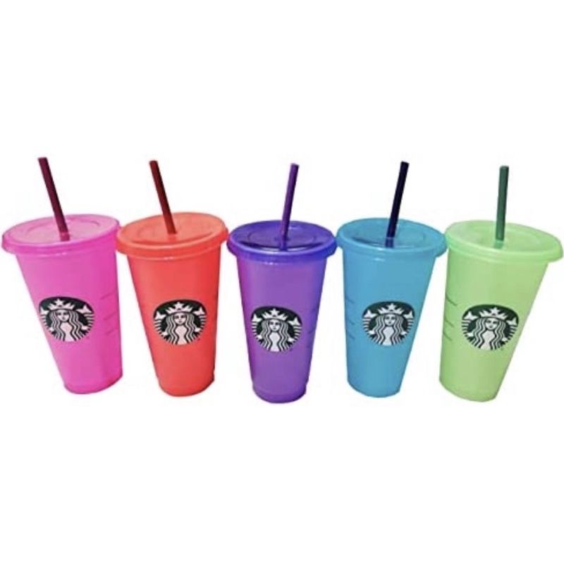 Starbucks 變色環保杯附贈吸管五入組 美國代購