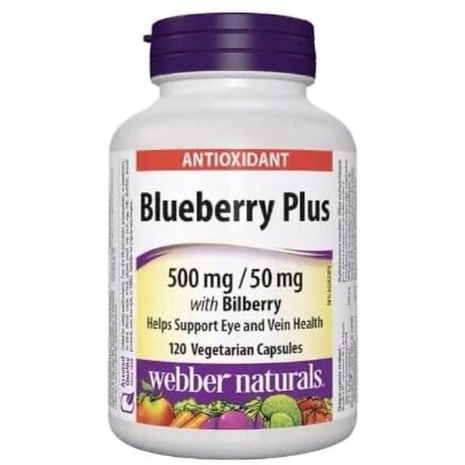 加拿大 Webber Naturals blueberry plus 藍莓錠 500mg  120顆 膠囊