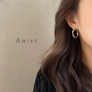 An:sr—「大麻花 耳環」925銀針 麻花 氣質 溫柔 小姐姐 百搭 麻花 耳飾 飾品 耳環 圈圈耳環A0064