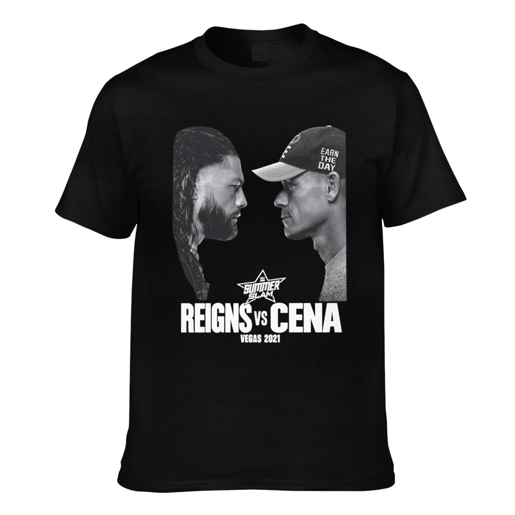 設計男士 T 恤 Wwe Summerslam Ro Reigns 與 John Cena 棉質時尚夏季 T 恤