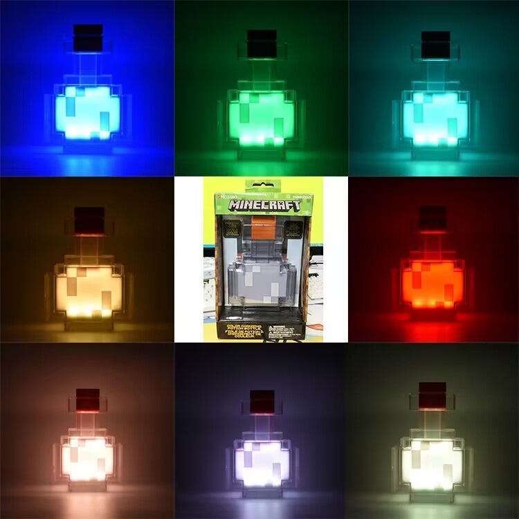 Minecraft 8 變色藥水瓶兒童便攜式燈夜燈男孩女孩動作玩俱生日禮物