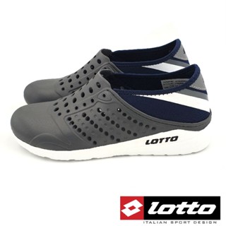 【MEI LAN】義大利 LOTTO (男) 輕量 防水 潮流 經典 洞洞鞋 6848 灰 另有白藍、黑色