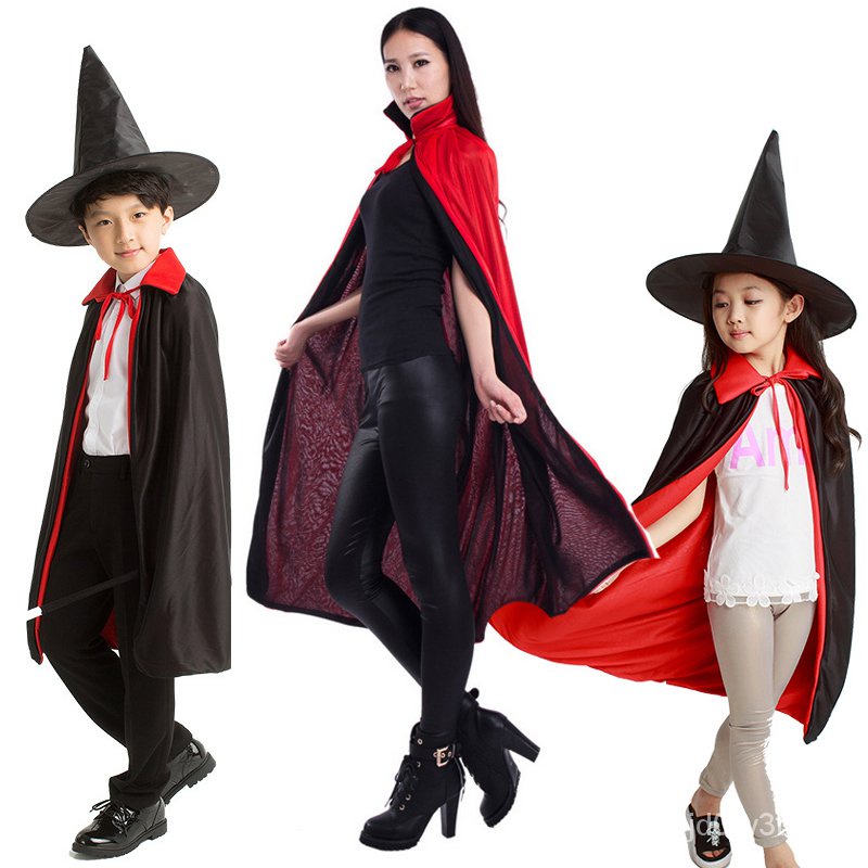 【熱銷】萬聖節兒童服裝女巫披風鬥篷親子成人男童魔術師衣服飾巫師袍裝扮cos套裝 cosplay 服裝 聖誕節服裝兒童