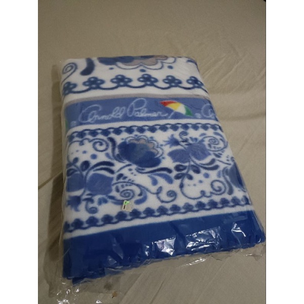 (全新)雨傘花紋/藍色/毛毯