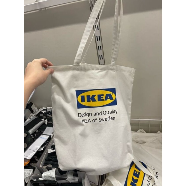 (代購IKEA)IKEA白色袋子 環保袋 購物袋 帆布袋 logo條碼袋