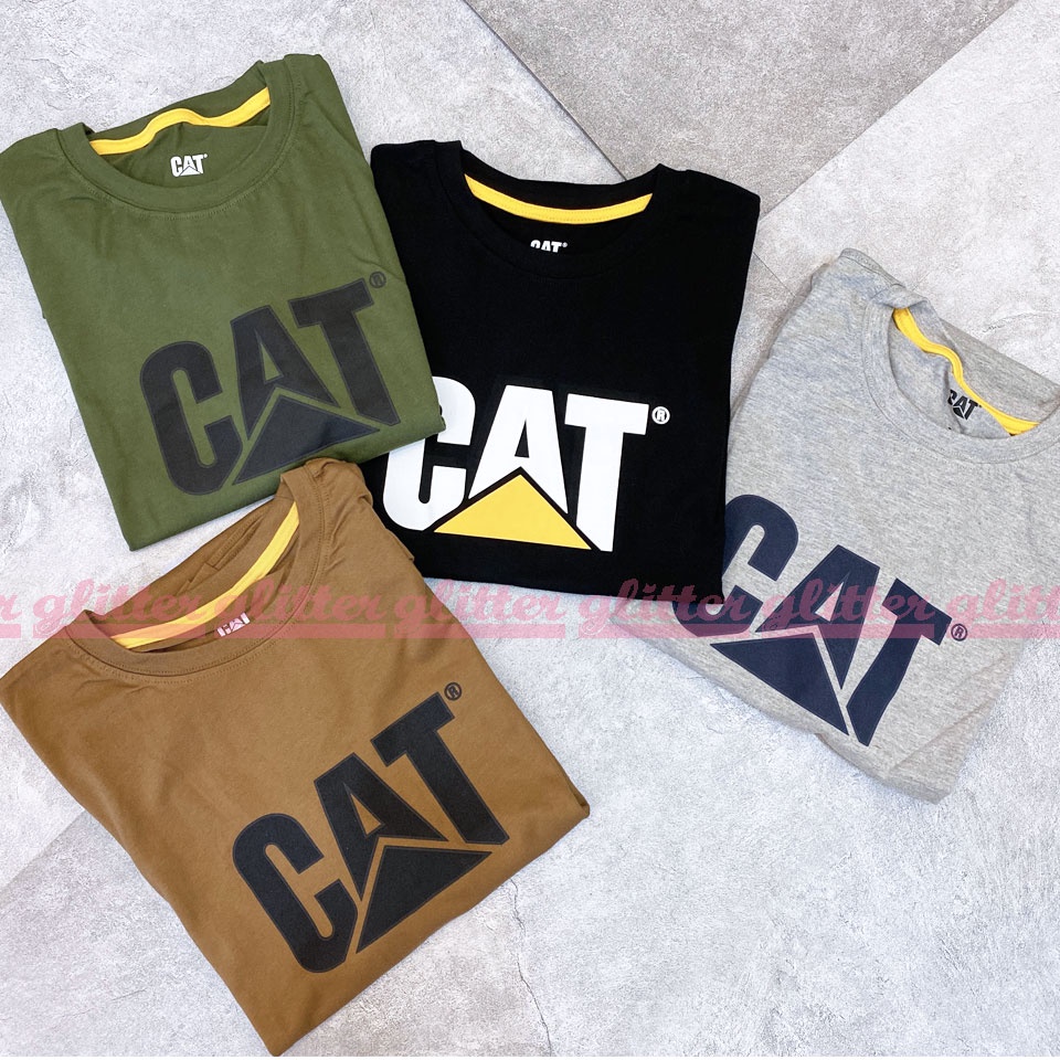 glitter。Caterpillar Cat TM Logo 短T T恤 美國 工裝 卡特