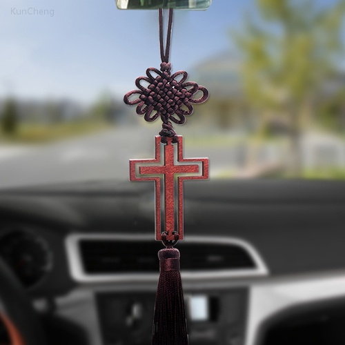 汽車掛飾挂件    木製耶穌  基督十字架  基督教    汽車內飾後視鏡裝飾配件