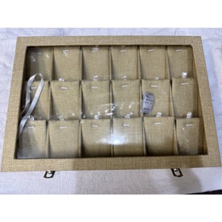 遇見~18格展示盒 麻布 飾品收納 佛牌 手鐲收納盒 手珠收納 佛牌盒 12格收藏盒 佛牌供盒 18格 24格 手鐲盒