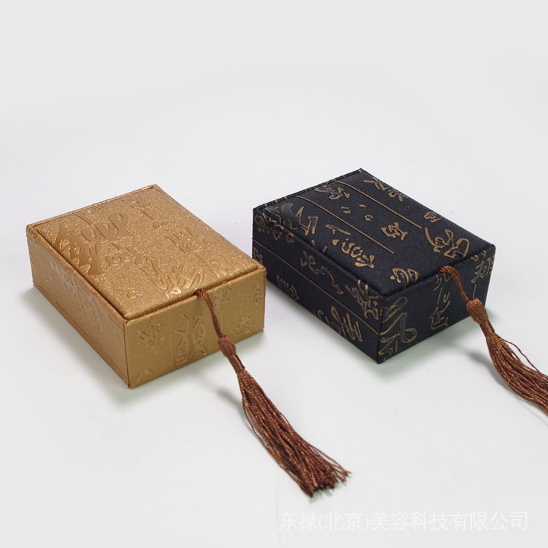 （10.20）麻布流蘇吊墜展示包裝盒 項鍊吊飾首飾盒 古詩文粗麻銅錢盒 PTJ4