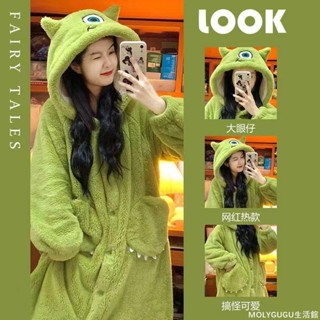 加厚可愛風睡袍 網紅兔子睡袍 女生睡袍 冬季珊瑚絨浴袍 卡通長毛絨睡衣 學生加厚加絨秋冬款睡袍 卡通動漫睡袍 家居睡袍