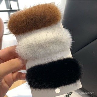 【優選精品】真水貂毛髮卡韓國簡約純色ins可愛毛絨髮夾皮草毛毛bb卡網紅頭飾ins日韓風 QQHR