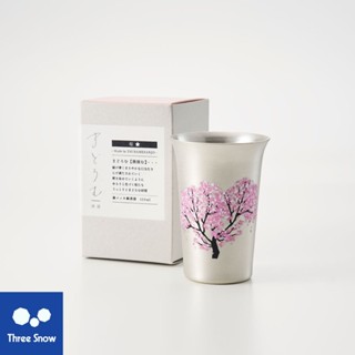 現貨 日本製 新越金網 燕三條 Three Snow 銅鍍錫遇冷變色杯-櫻花款 日本酒杯 變色杯 酒器 酒杯 櫻花杯