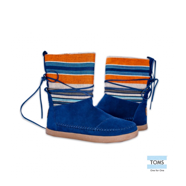TOMS 條紋麂皮拼接雪靴-女款(藍)-10002852 NAVY