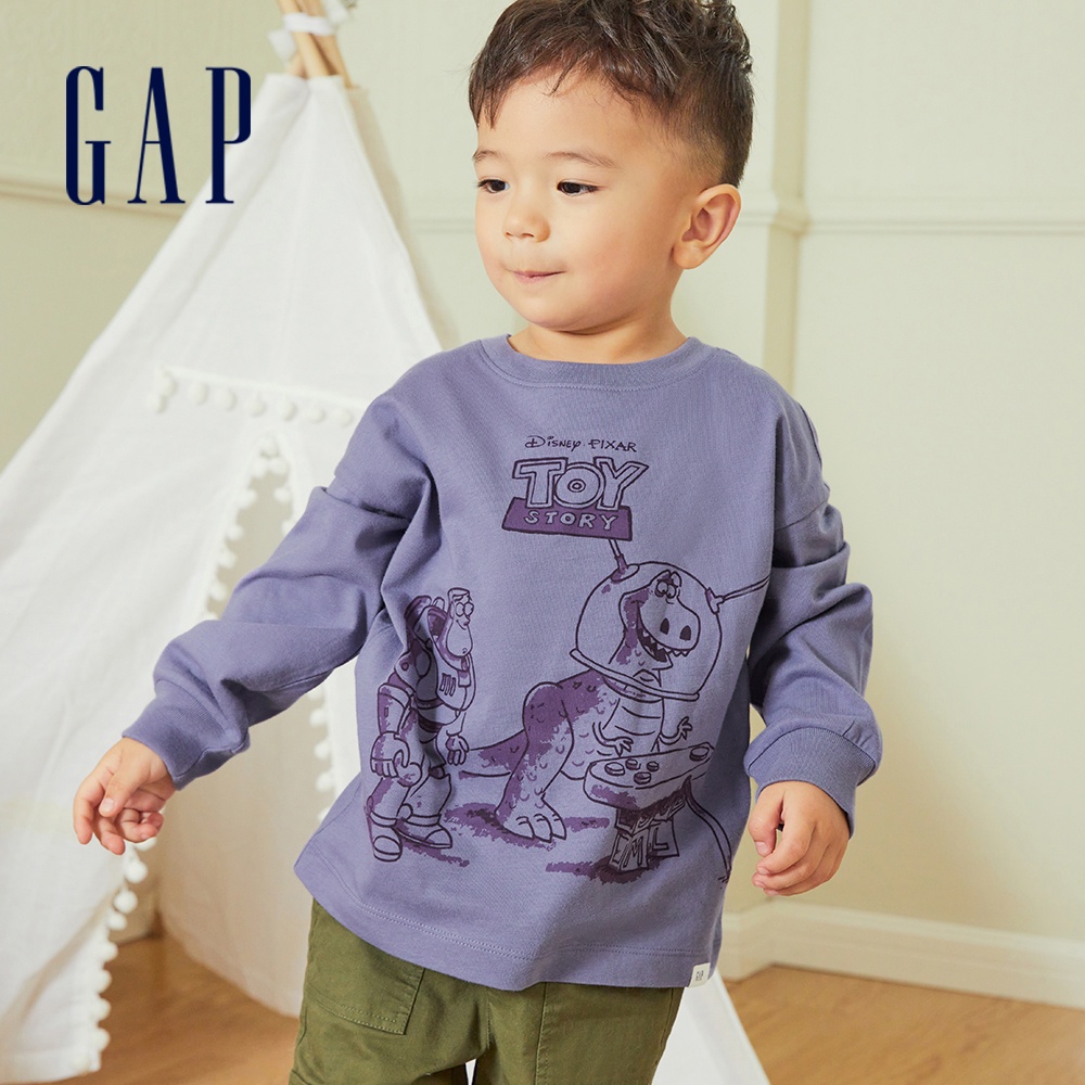 Gap 男幼童裝 Gap x Toy Story聯名 純棉長袖T恤-紫色(453260)