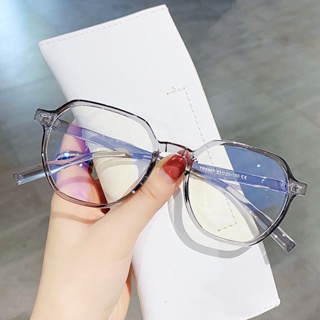 個性不規則tr90透明框防藍光平光鏡女韓版素顏復古眼鏡架