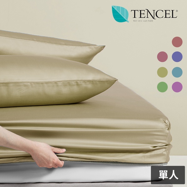 Anice 天絲床包二件組 單人 3.5尺 -60支素色【100%全天絲授權吊牌】色彩任搭 活性印染/抗菌透氣排濕 TO