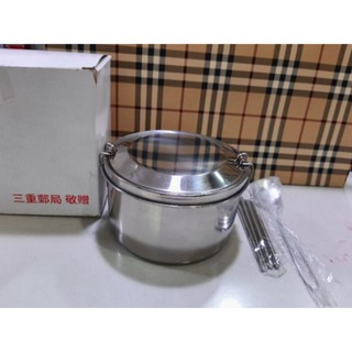 不鏽鋼 圓型 便當盒 14公分 餐具組