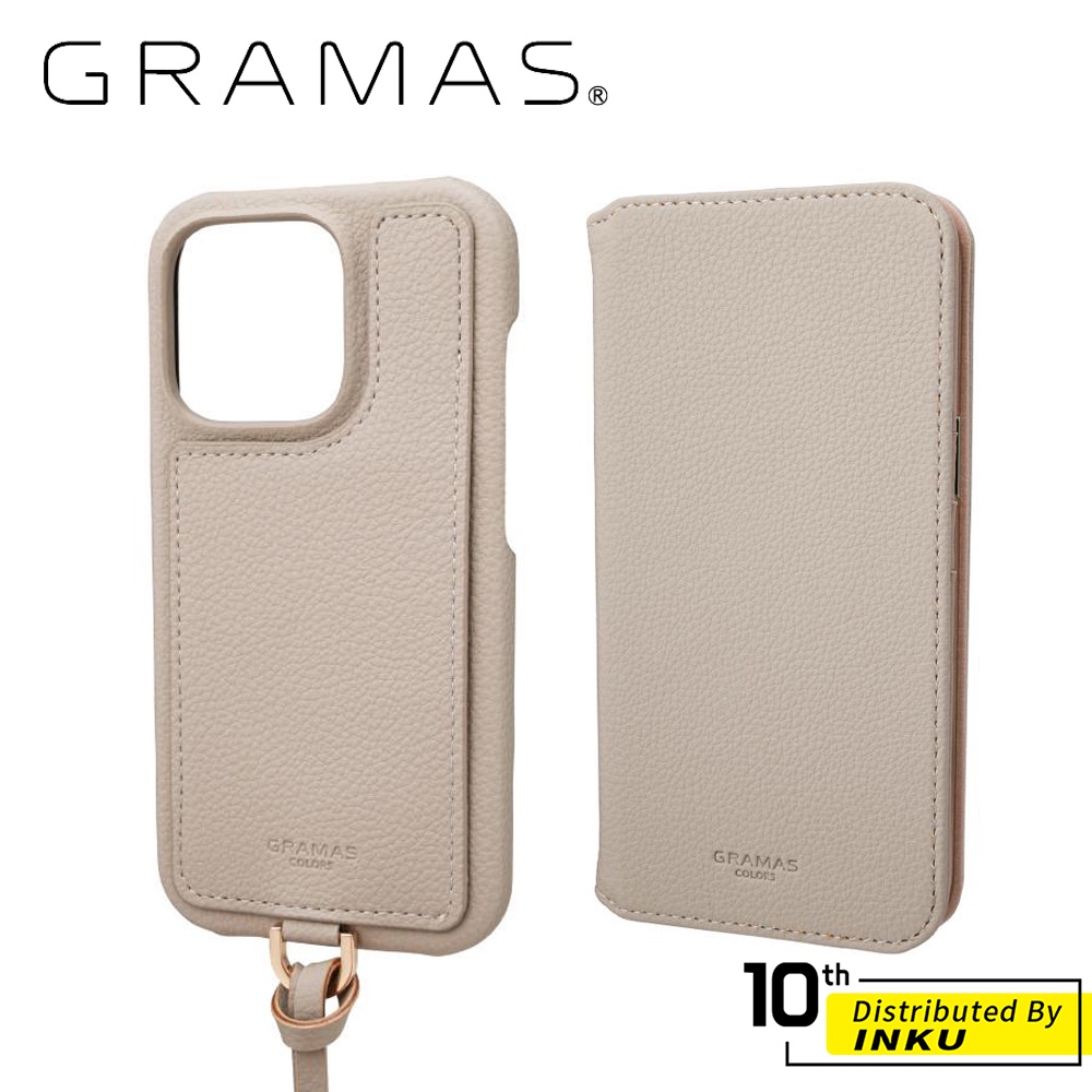 GRAMAS Shrink iPhone14/Pro/Max 時尚工藝 掀蓋式皮套/吊繩皮革手機殼 保護套 吊繩 卡槽