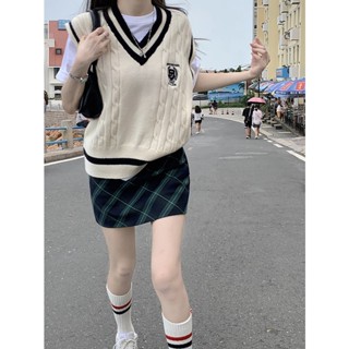 622590 美式學院風馬甲針織背心V領疊穿馬甲女秋季上衣