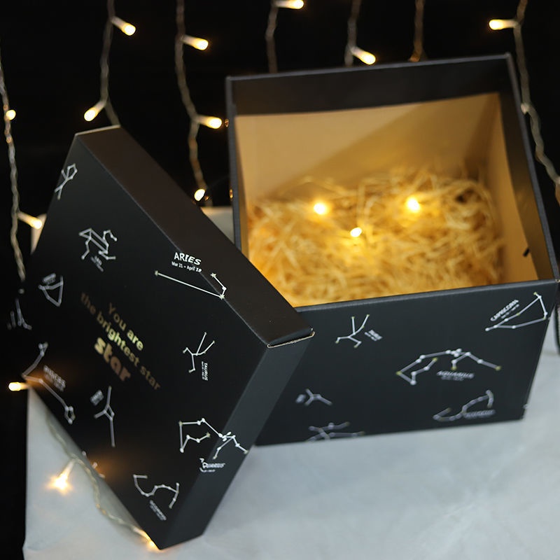 【TS】高檔禮品盒 長方形黑色星空禮物盒 星空禮盒 白色禮盒 天地蓋硬紙盒 禮品盒 禮物盒 糖果盒