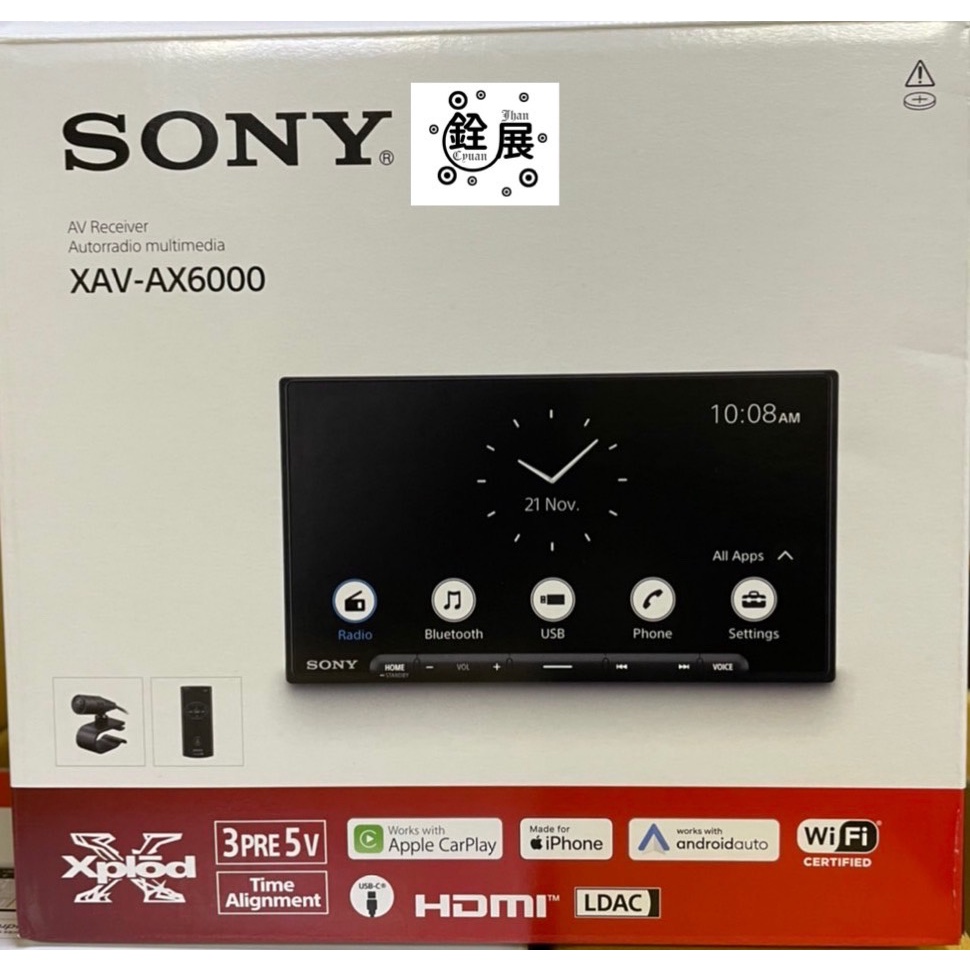 Sony xav-ax6000無線apple CarPlay Android auto HDMl輸入