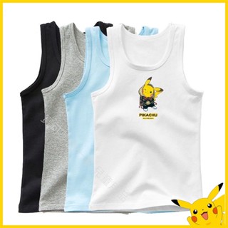 寶可夢衣服 兒童內衣 男童 皮卡丘 無袖 背心 夏季 新款外穿卡通薄款汗衫 肩吊帶式