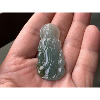 天然翡翠A貨 冰藍水 正裝觀音 肉質細膩 翡翠掛件 手工精雕【琪臻珠寶 Qi-Zhen Jewelry】免運