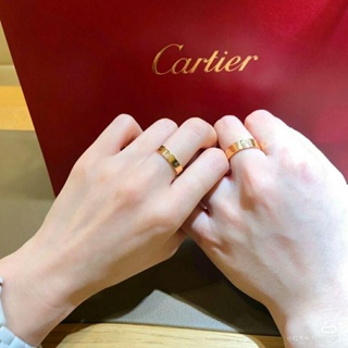 Image of 正品二手-Cartier 卡地亞 Love係列18K玫瑰金黃金白金 結婚戒指 窄版 3.6mm