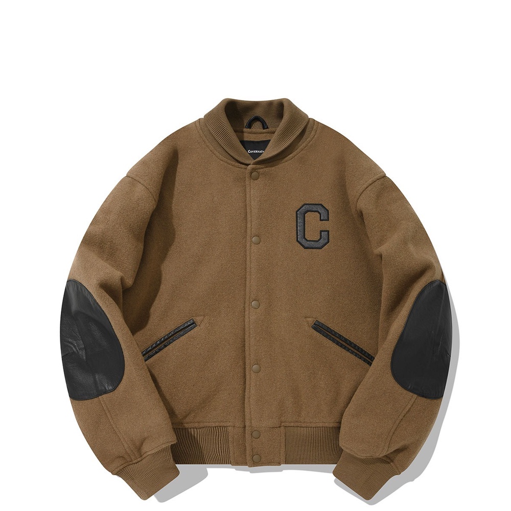 【吉米.tw】韓國代購 COVERNAT C標誌 羊毛 棒球外套 夾克 卡其色 Oct+