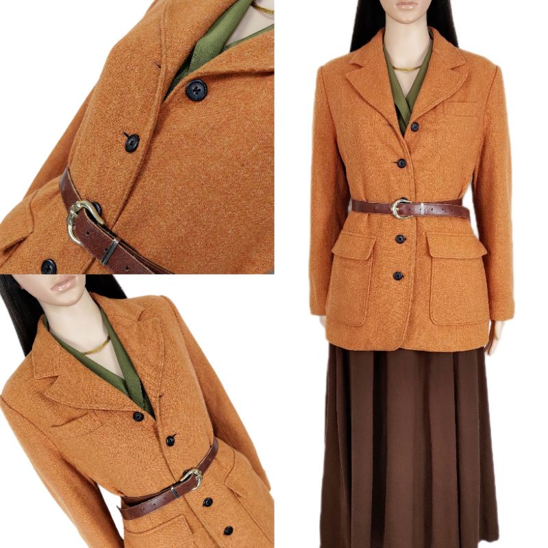 毛料 暖暖烤橘子 經典歐式 西裝外套 毛料外套 古著外套 復古外套 Vintage
