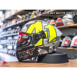 【豪新安全帽部品】已售完 KYT NFR NF-R #41 消光灰/黃粉 選手彩繪 全罩帽 內建墨片 安全帽 免運費