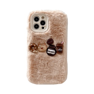 毛絨熊手機殼適用於 Apple iPhone 11 12 13 14 Pro Max 手機殼保護套