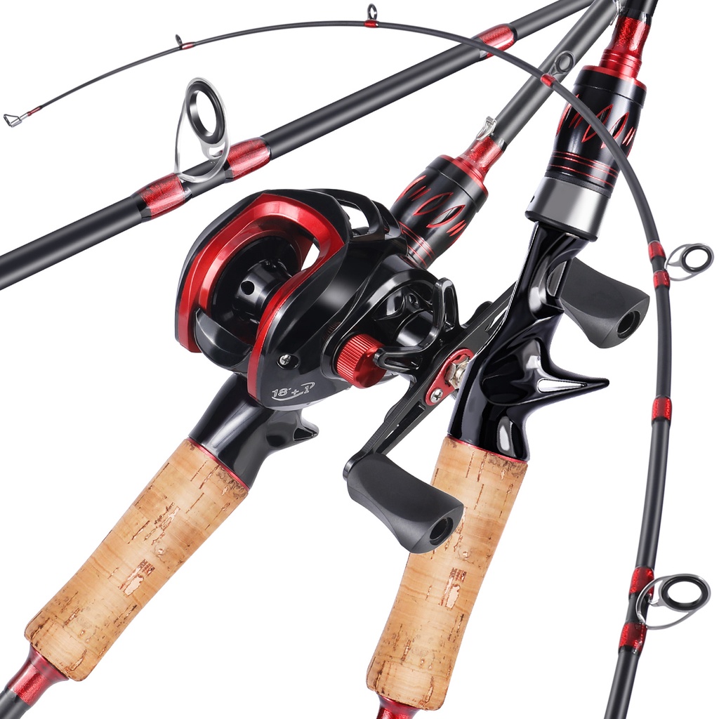 sougayilang釣魚竿和漁線輪套裝 2 節鑄魚竿 1.65M 18 + 1BB 7.2: 1 速比最大值 10kg