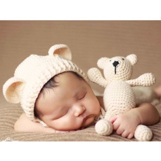 『寶寶寫真』小熊娃娃 + 造型帽 小兔 新生兒寫真 QBABY SHOP