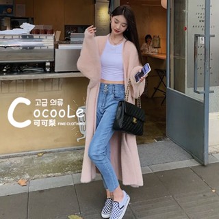 可可梨🇰🇷韓版慵懶超柔軟仿水貂毛寬鬆長版開襟外套 秋冬外套 開襟外套 毛海外套 大衣外套 秋季外套 長版外套 冬季外套
