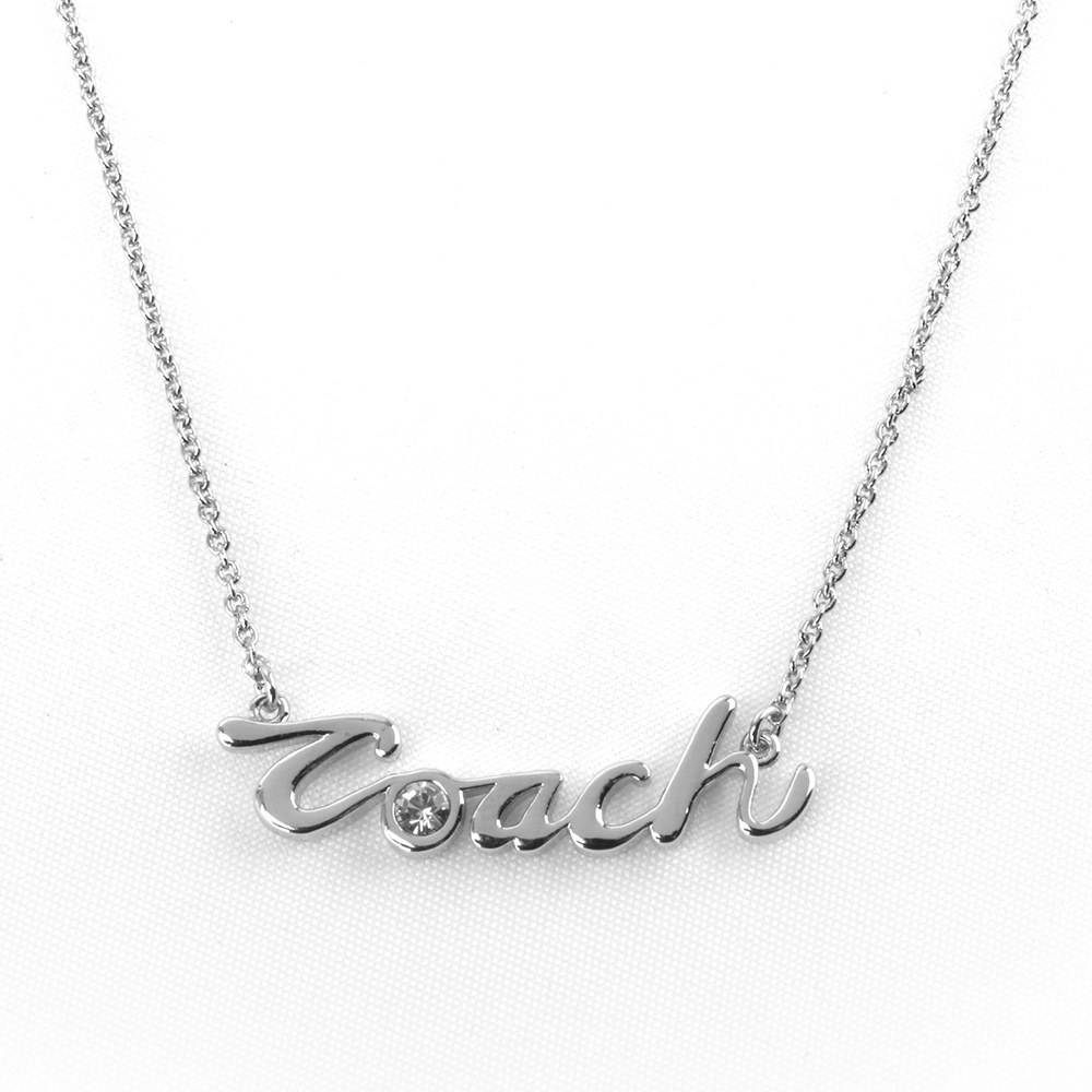 COACH-草寫Coach 亮鑽標誌項鍊(銀色)