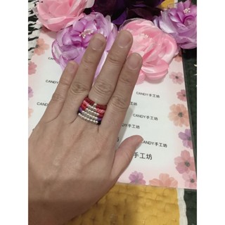 客製化！特價！中粗款！S925純銀轉運珠！蠶絲蠟線金剛結戒指！
