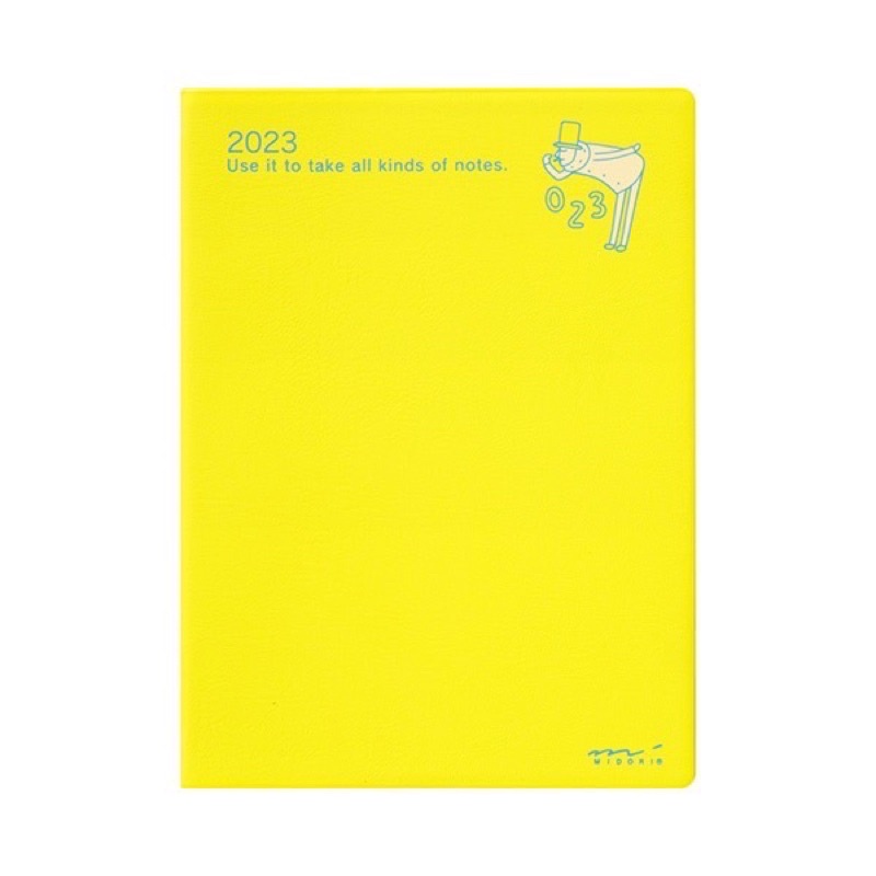 《現貨》日本midori歐吉桑ojisan 2023 pocket diary 手帳 —A6雙週橫（黃）
